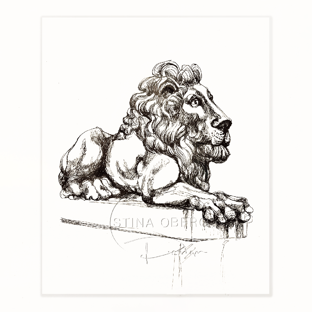 Lion drawing pen